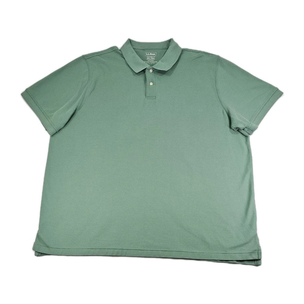 LL Bean Traditional Fit Green 3XL Tall Polo Shirt Soft Pique Knit Durable 300455
